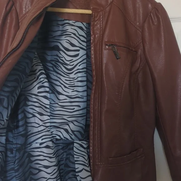 Brown Vegan Leather Jacket - Picture 5 of 5